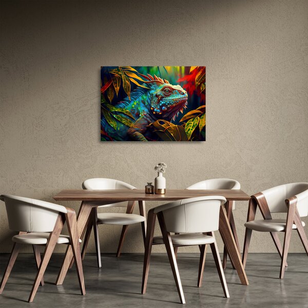 Üveg kép - Színes leguán (70x50 cm)