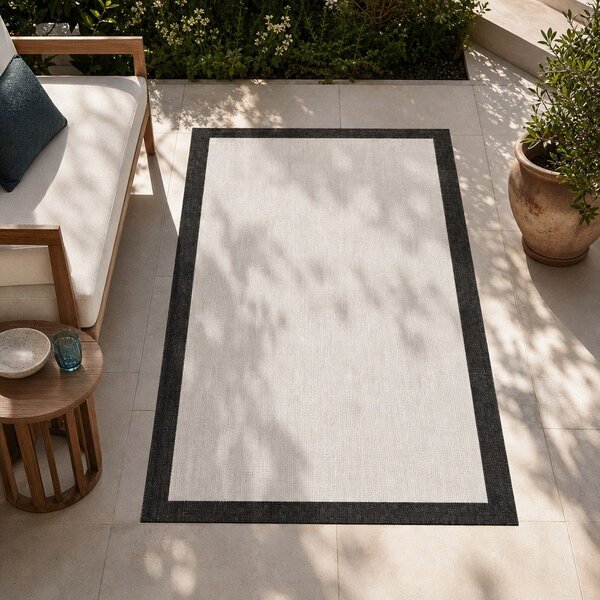 Panama fekete-krémszínű kültéri szőnyeg, 80 x 250 cm - NORTHRUGS