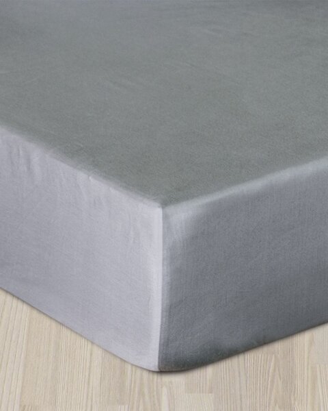 Szürke satin gumis lepedő 90x200 cm