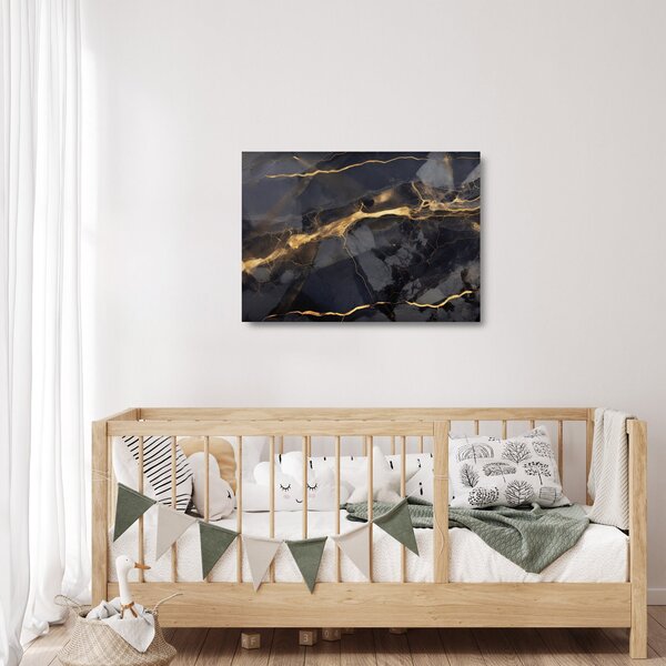 Üveg kép - Fekete - arany dekoráció (70x50 cm)