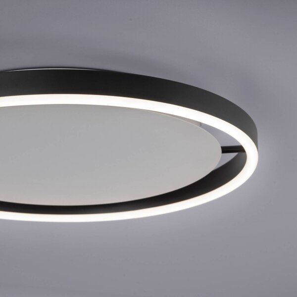 JUST LIGHT. GmbH LED mennyezeti lámpa Ritus, Ø 39.3cm, antracit, dimmelhető, Fekete, Nappali / Étkező, Alumínium, Modern