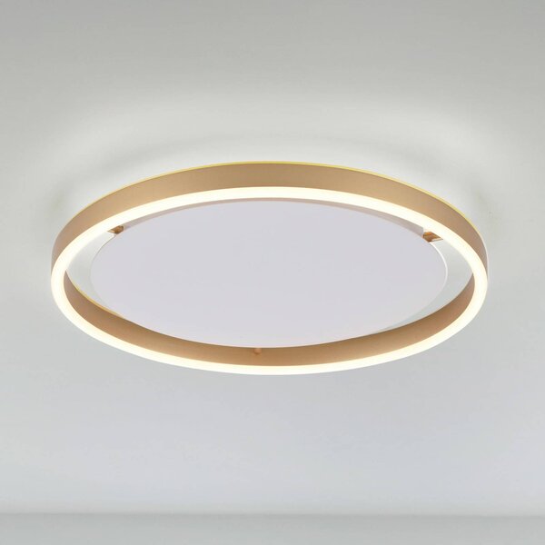 JUST LIGHT. GmbH LED mennyezeti lámpa Ritus, Ø 39.3cm matt sárgaréz, dimmelhető, Bronz / antik sárgaréz, Nappali / Étkező, Alumínium, Modern
