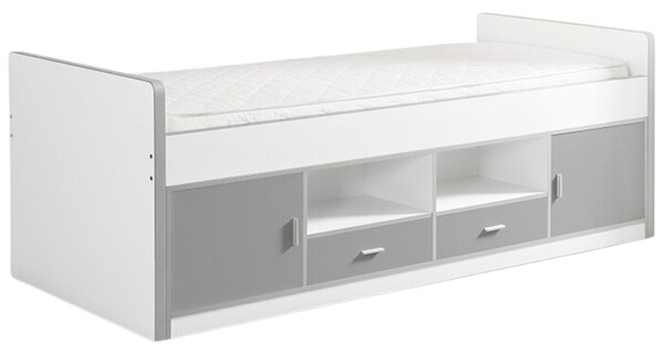 Szürke fiókos ágy Vipack Bonny 90 x 200 cm