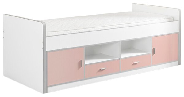 Rózsaszín fiókos ágy Vipack Bonny 90 x 200 cm