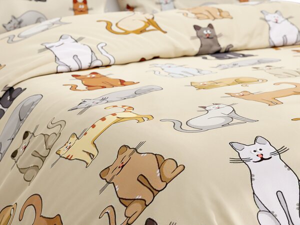 Poliészterpamut ágyneműhuzat COLORED CATS POLY krémszínű Ágyneműhuzat mérete: 70 x 90 cm | 140 x 200 cm