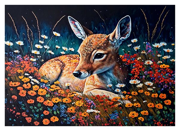 Üveg kép - Festett szarvas (70x50 cm)
