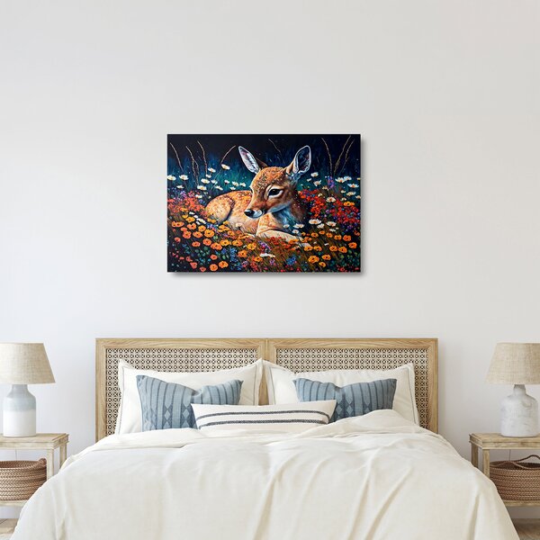 Üveg kép - Festett szarvas (70x50 cm)