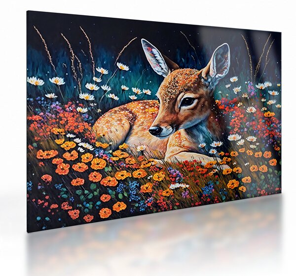 Üveg kép - Festett szarvas (70x50 cm)