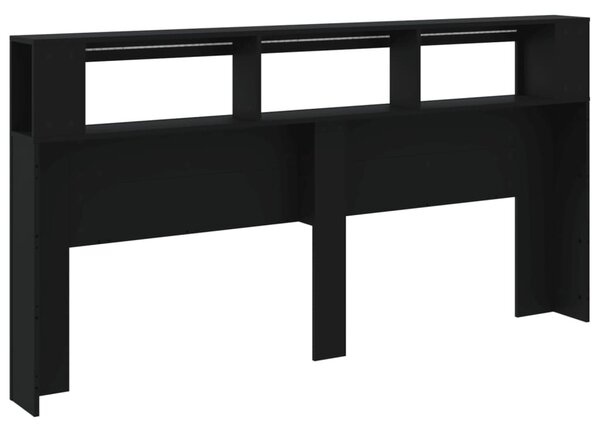 VidaXL fekete szerelt fa LED-es fejtámla 200 x 18,5 x 103,5 cm
