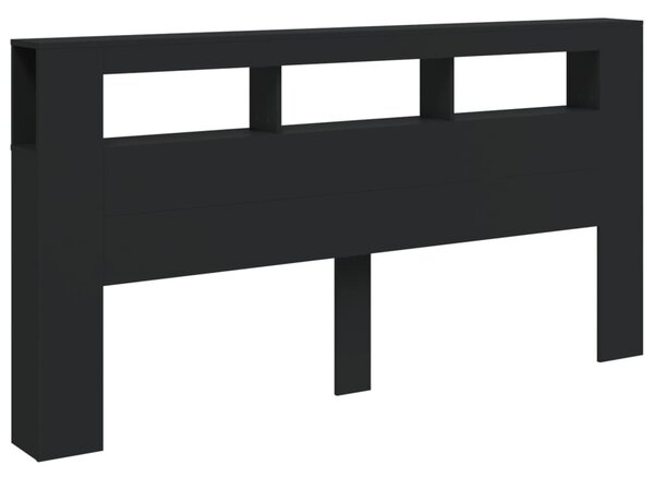 VidaXL fekete szerelt fa LED-es fejtámla 200 x 18,5 x 103,5 cm
