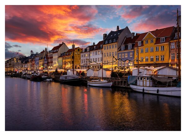 Üveg kép - Nyhavn, Koppenhága (70x50 cm)