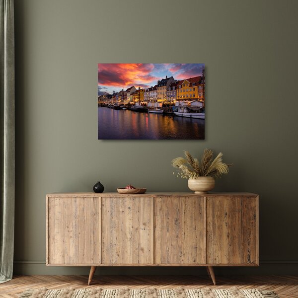 Üveg kép - Nyhavn, Koppenhága (70x50 cm)