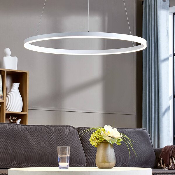 Arcchio Albiona LED lógó világítás, fehér, 1 gyűrű, Ø 80 cm, dimmelhető, Fehér / opál, Konyha, fém, Modern