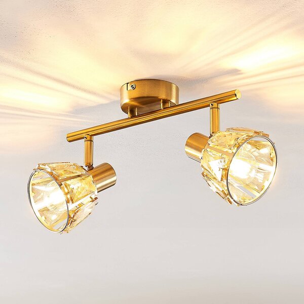 Lindby Kosta mennyezeti lámpa, két izzós, sárgaréz, dimmelhető, Sárgaréz / arany, Nappali / Étkező, fém