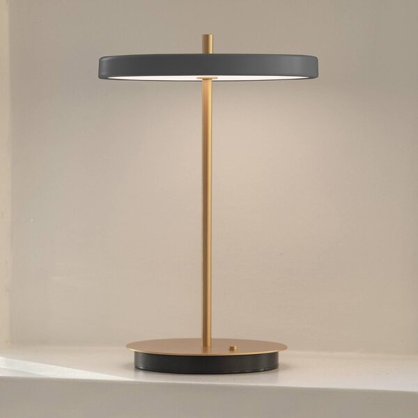UMAGE LED tölthető asztali világítás Asteria Move antracit/sárgaréz 31 cm, dimmelhető, Sárgaréz / arany, Nappali / Étkező, fém, Dizájn