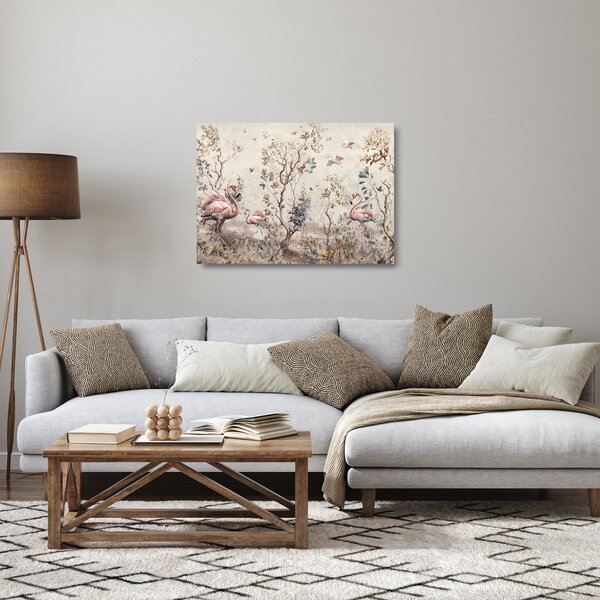 Üveg kép - Rajz flamingókról (70x50 cm)