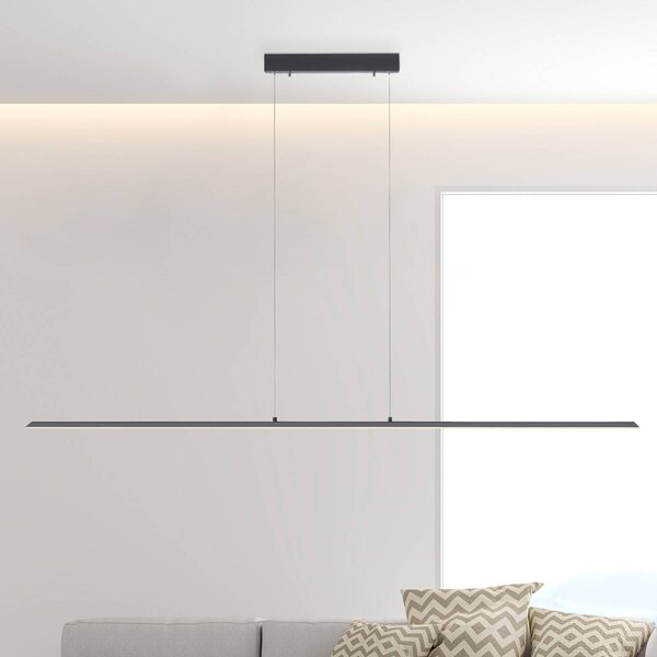 PURE LED függőlámpa Lite, antracit, 160 cm, CCT, dimmelhető, dimmelhető, Fekete, Nappali / Étkező, Alumínium, Modern