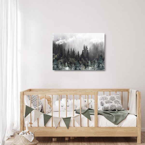 Üveg kép - Erdő illusztrált elemekkel (70x50 cm)