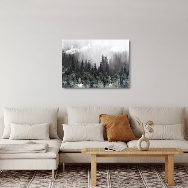 Üveg kép - Erdő illusztrált elemekkel (70x50 cm)