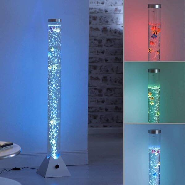 JUST LIGHT. GmbH Vízoszlop Ava LED-ekkel és halakkal, 120 cm magas, Tiszta / átlátszó, Nappali / Étkező, Műanyag, Modern