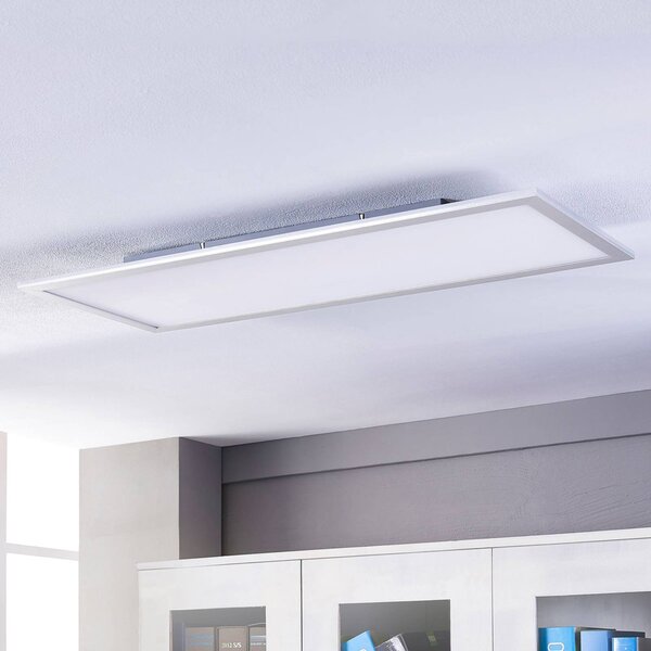 Lindby LED panel Livel, 4000K, 120cm x 30cm, ezüst, fém, Alu / szürke / cink, Konyha, Műanyag, Modern