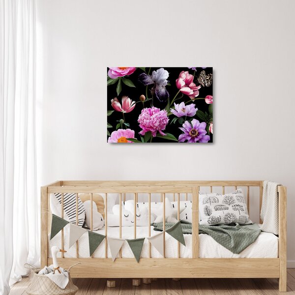 Üveg kép - Virágok illusztrációja (70x50 cm)