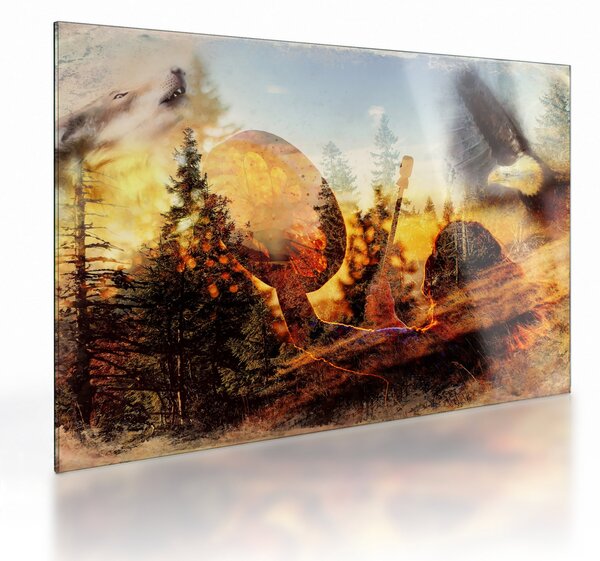 Üveg kép - Sámán motívum (70x50 cm)