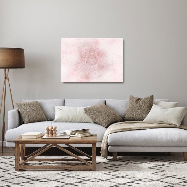 Üveg kép - Rózsaszín mandala (70x50 cm)