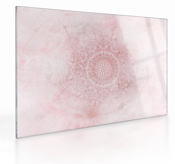 Üveg kép - Rózsaszín mandala (70x50 cm)