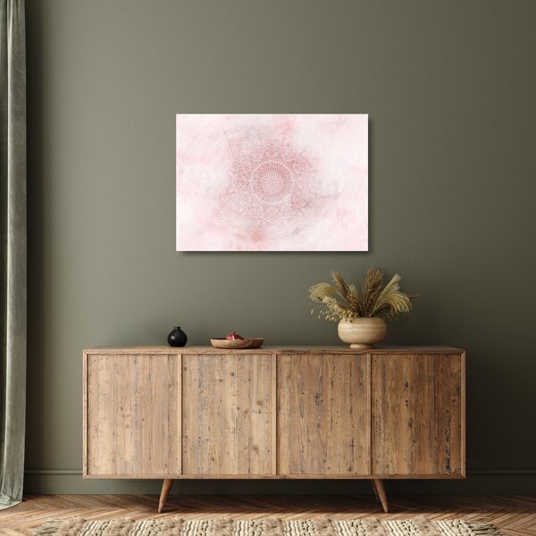 Üveg kép - Rózsaszín mandala (70x50 cm)