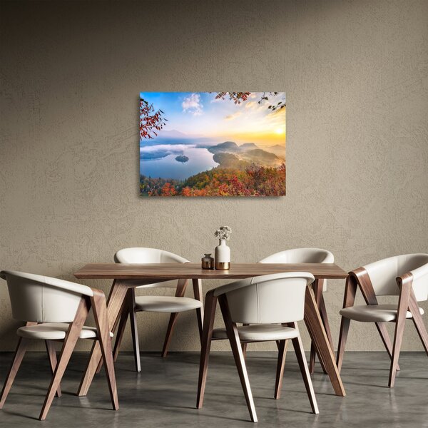 Üveg kép - Bledi-tó (70x50 cm)