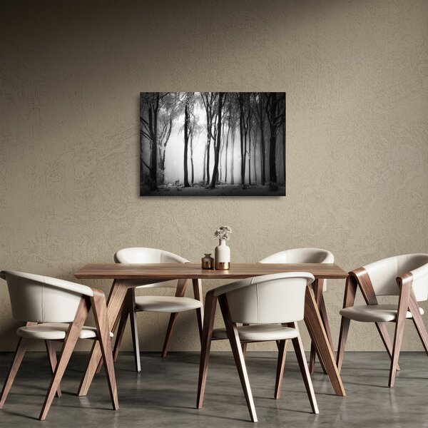 Üveg kép - Farkas a sötét erdőben (70x50 cm)
