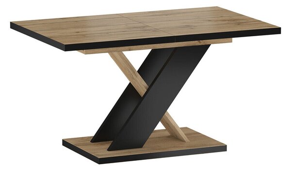 Asztal Boston 468, Fekete, Artisan tölgy, 76x85x138cm, Hosszabbíthatóság, Laminált forgácslap