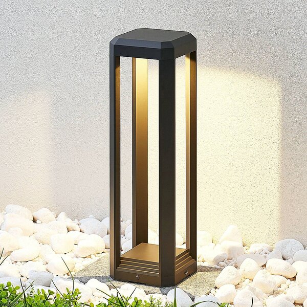 Lucande LED állólámpa Fery, antracit, fém, 50cm, IP65, Fekete, Alumínium, Modern