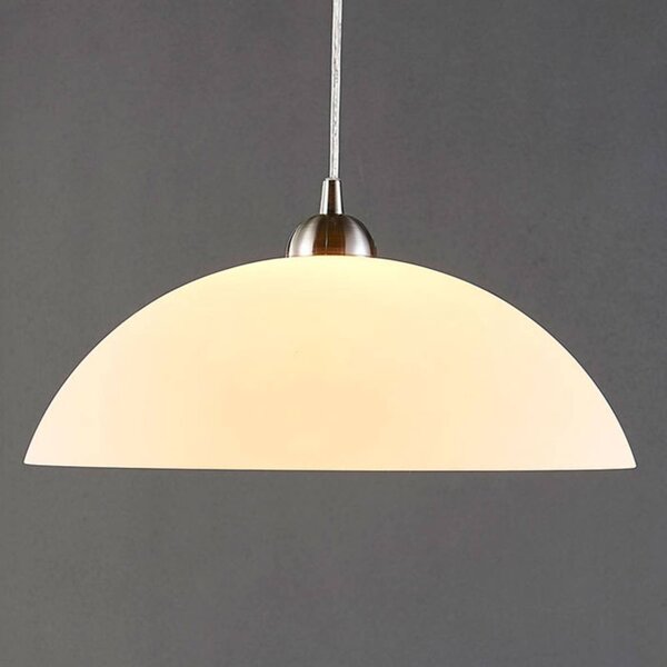 Lindby Valeria lógó világítás, fehér, üveg, Ø 40 cm, E27, dimmelhető, Fehér / opál, Konyha, Üveg, Modern
