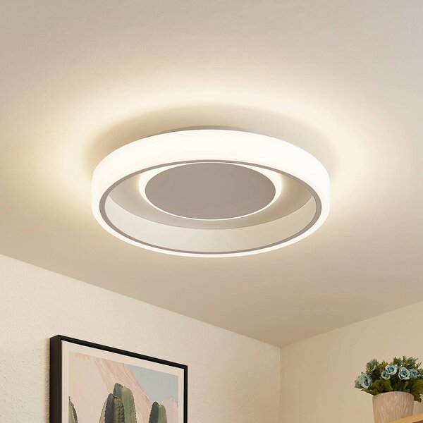 Lindby LED mennyezeti lámpa Wikani, fehér, RGB, CCT, dimmelhető, dimmelhető, Fehér / opál, Nappali / Étkező, fém, Modern