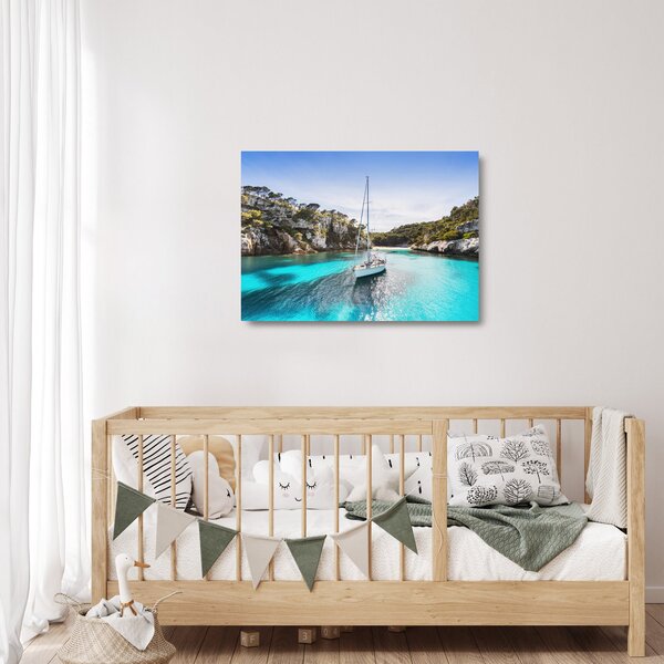 Üveg kép - Strand vitorlással (70x50 cm)