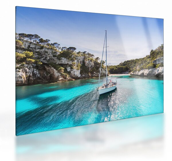 Üveg kép - Strand vitorlással (70x50 cm)