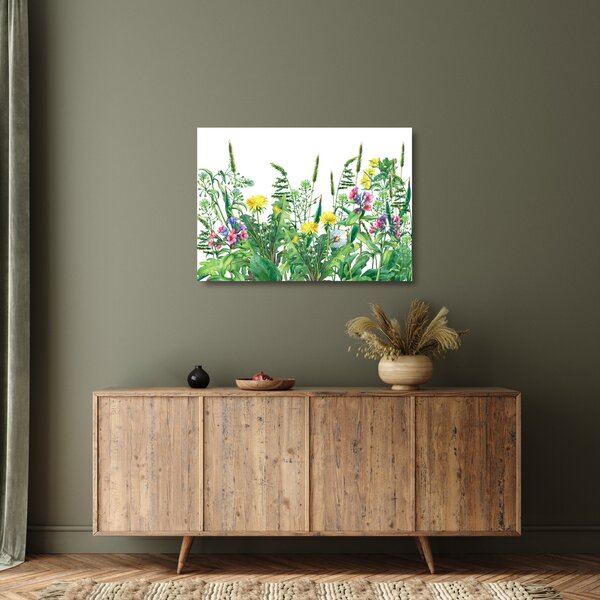 Üveg kép - Festett réti virágok (70x50 cm)