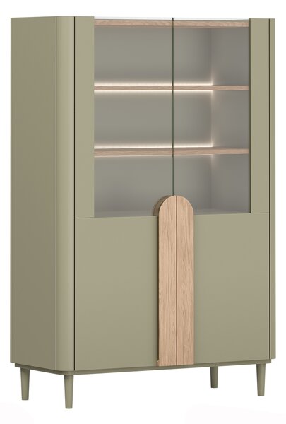 Amilio lábas vitrin 100 cm - eukaliptusz / baltic dune tölgy / natúr tölgy fogantyúk