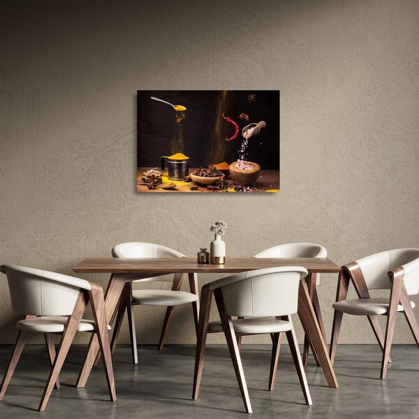 Üveg kép - Fűszerek mozgásban (70x50 cm)