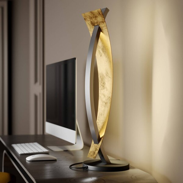 Lucande LED-es asztali lámpa Marija, fekete, fényerőszabályzó, 62 cm, dimmelhető, Fekete, Nappali / Étkező, fém, Modern