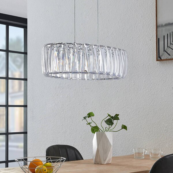 Lindby függesztett lámpa Sofia, 68 cm, 3 lámpás, E14, króm/világos, dimmelhető, Tiszta / átlátszó, Nappali / Étkező, Műanyag, Modern