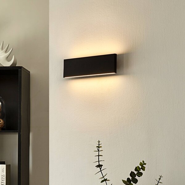 Lindby Ignazia LED fali lámpa, 28cm, fekete, fém, fel/le, dimmelhető, Fekete, Nappali / Étkező, fém, Modern