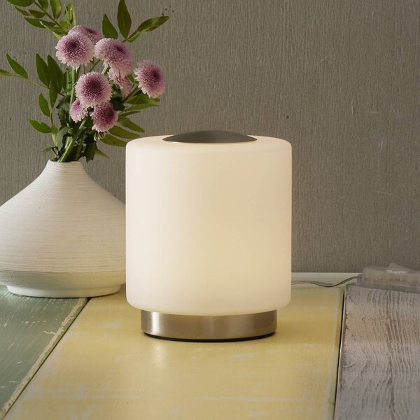Fabas Luce Simi dimmelhető asztali lámpa érintő.funkcióval,, Fehér / opál, Nappali / Étkező, fém, Modern