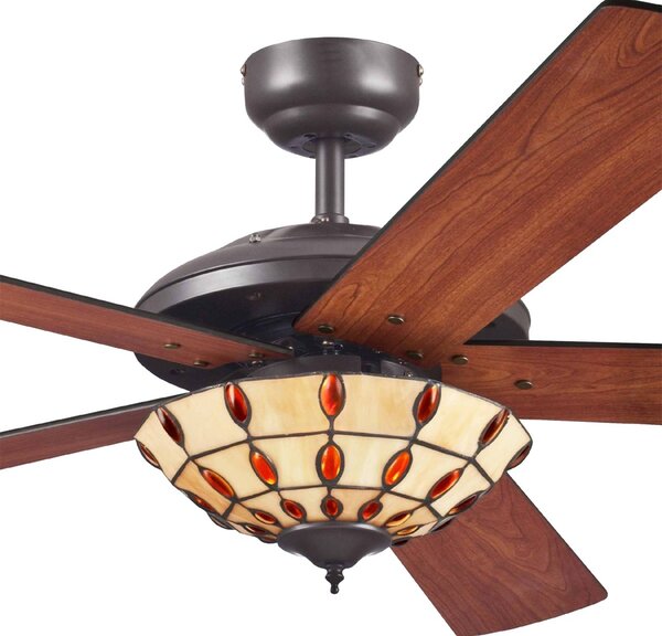 Westinghouse Comet T – ventilátor Tiffany-világítással, Sötét fa, Nappali / Étkező, Fa, Modern