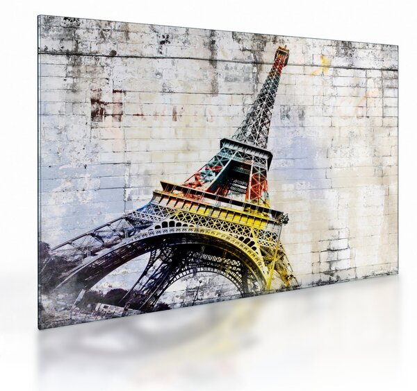 Üveg kép - Az Eiffel-torony digitális művészete (70x50 cm)