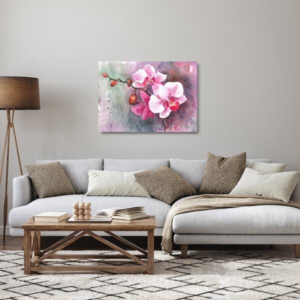 Üveg kép - Orchideák, akvarell (70x50 cm)