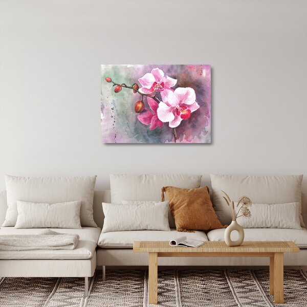 Üveg kép - Orchideák, akvarell (70x50 cm)