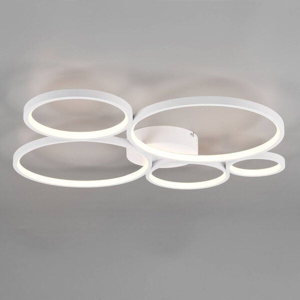 Trio Lighting LED mennyezeti lámpa Rondo, fehér matt, dimmelhető, Fehér / opál, Nappali / Étkező, fém, Modern